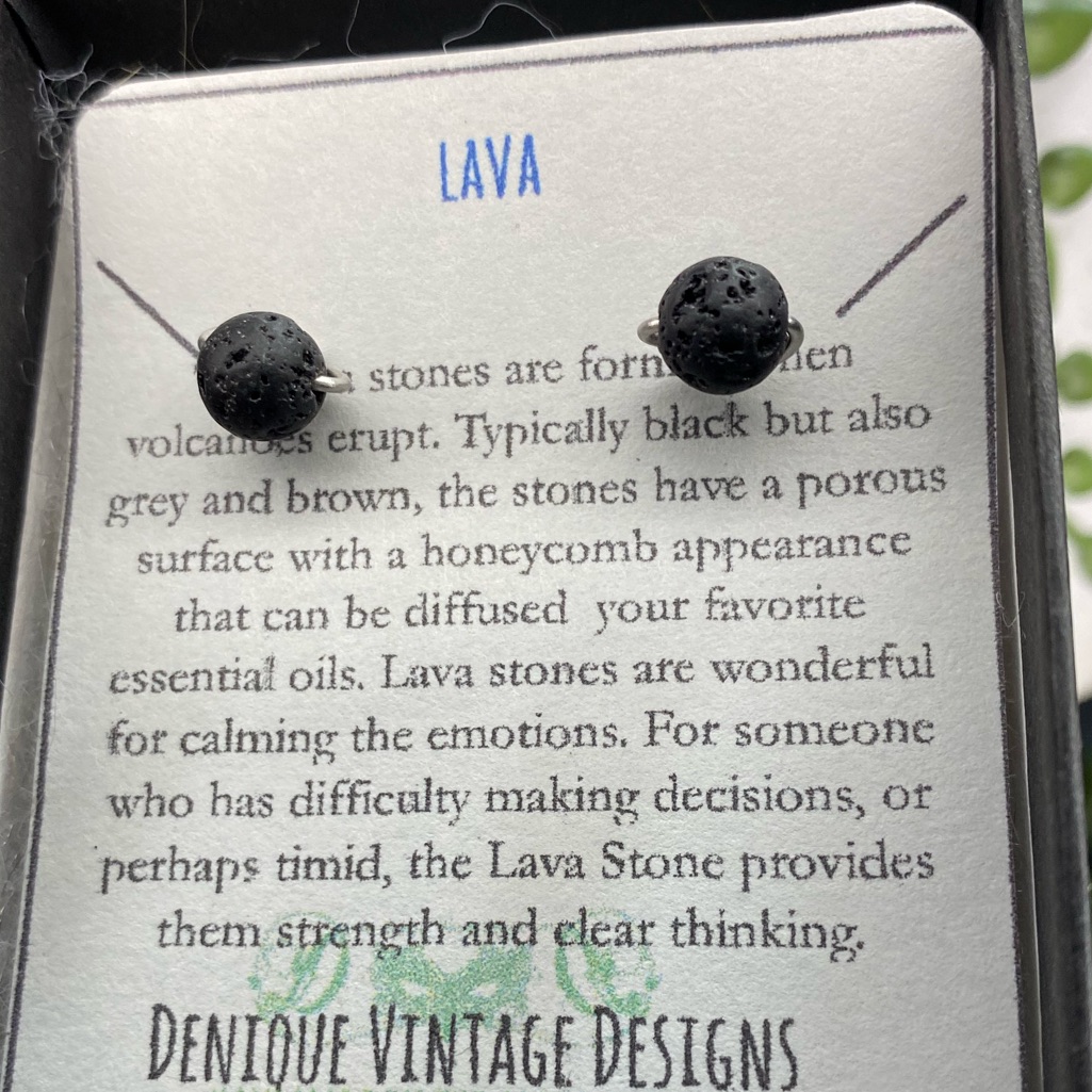 Black Lava 6mm Simple Bead Post Earrings. In Stainless Steel Or Black Iron